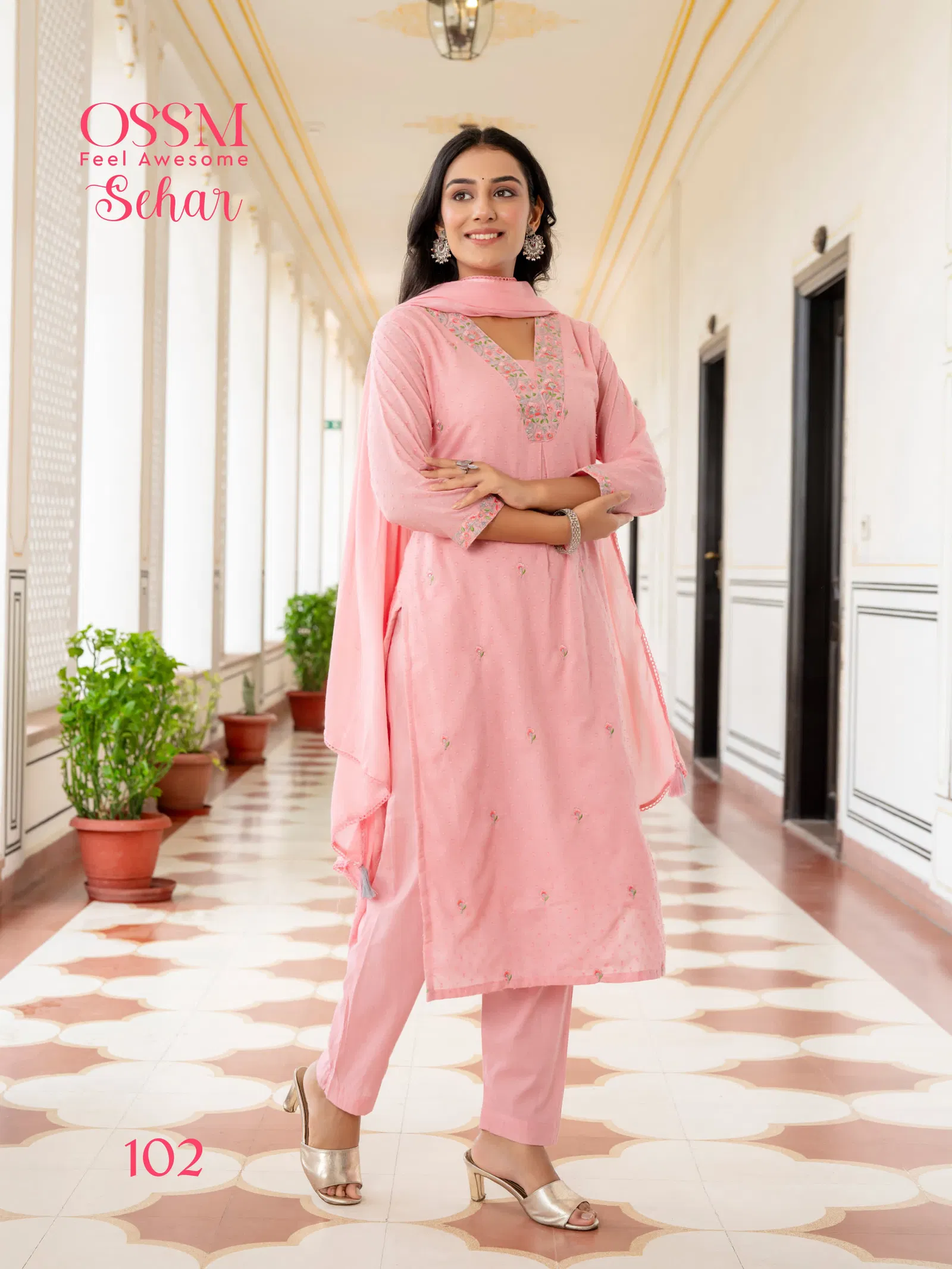 Sehar By Ossm Mal Jacquard Kurti With Bottom Dupatta Suppliers In India